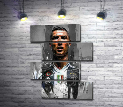 Модульная картина "Легендарный футболист Криштиану Роналду (Cristiano Ronaldo) в азарте игры"