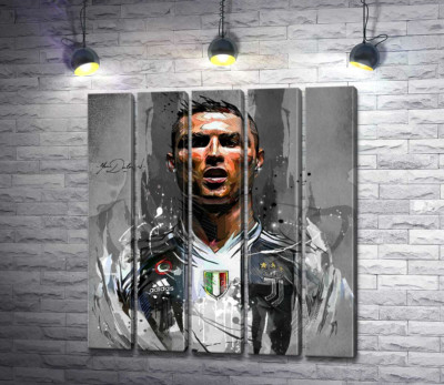Модульная картина "Легендарный футболист Криштиану Роналду (Cristiano Ronaldo) в азарте игры"