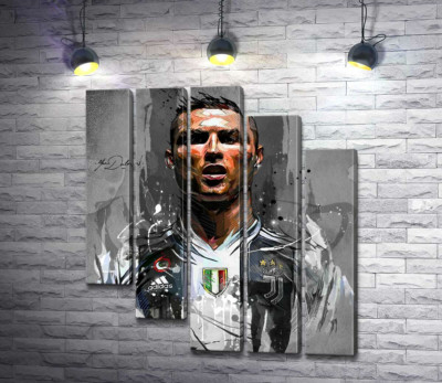 Модульна картина "Легендарний футболіст Кріштіану Роналду (Cristiano Ronaldo) в азарті гри"