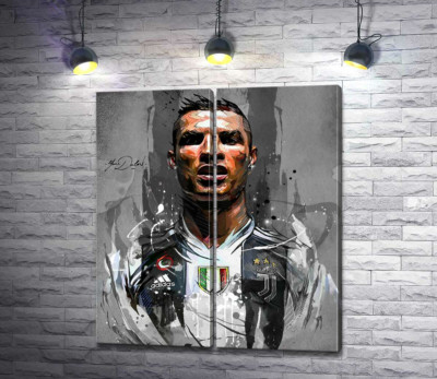 Модульна картина "Легендарний футболіст Кріштіану Роналду (Cristiano Ronaldo) в азарті гри"