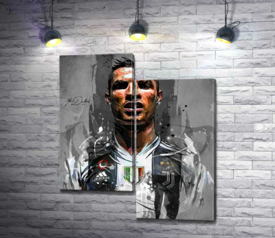 Модульная картина "Легендарный футболист Криштиану Роналду (Cristiano Ronaldo) в азарте игры"