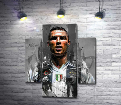 Модульна картина "Легендарний футболіст Кріштіану Роналду (Cristiano Ronaldo) в азарті гри"