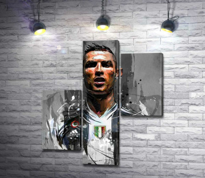 Модульна картина "Легендарний футболіст Кріштіану Роналду (Cristiano Ronaldo) в азарті гри"