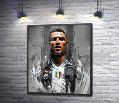 Постер "Легендарный футболист Криштиану Роналду (Cristiano Ronaldo) в азарте игры"