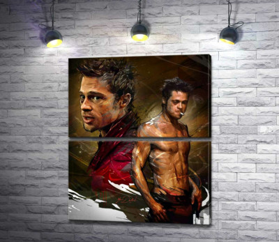 Модульна картина "Актор Бред Пітт (Brad Pitt) у головній ролі фільму "Бійцівський клуб" (Fight club)"
