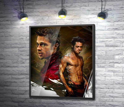 Постер "Актер Брэд Питт (Brad Pitt) в главной роли фильма "Бойцовский клуб" (Fight club)"