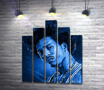 Сині відтінки портрету американського гітариста Джимі Гендрікса (Jimi Hendrix)