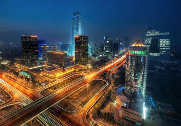 Ночной трафик на дорогах Пекина