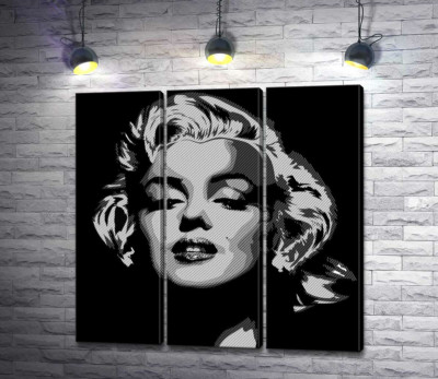 Модульная картина "Оттенки серого в портрете легендарной Мэрилин Монро (Marilyn Monroe)"