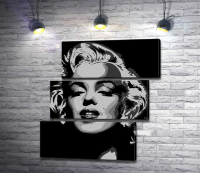 Модульная картина "Оттенки серого в портрете легендарной Мэрилин Монро (Marilyn Monroe)"