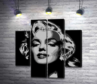 Модульная картина "Оттенки серого в портрете легендарной Мэрилин Монро (Marilyn Monroe)"