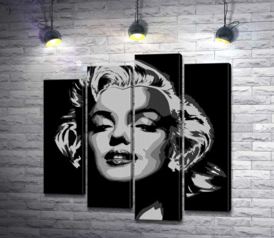 Модульная картина "Оттенки серого в портрете легендарной Мэрилин Монро (Marilyn Monroe)"