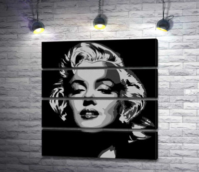 Модульная картина "Оттенки серого в портрете легендарной Мэрилин Монро (Marilyn Monroe)"