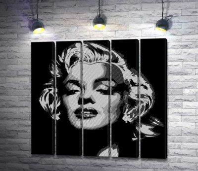 Модульная картина "Оттенки серого в портрете легендарной Мэрилин Монро (Marilyn Monroe)"