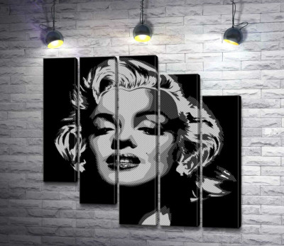 Модульная картина "Оттенки серого в портрете легендарной Мэрилин Монро (Marilyn Monroe)"