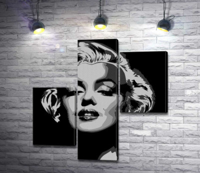 Модульная картина "Оттенки серого в портрете легендарной Мэрилин Монро (Marilyn Monroe)"
