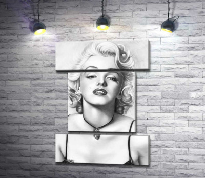 Модульна картина "Видатна актриса Мерілін Монро (Marilyn Monroe) з тендітним кулоном на шиї"