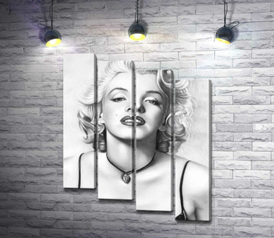 Модульная картина "Выдающаяся актриса Мэрилин Монро (Marilyn Monroe) с хрупким кулоном на шее"