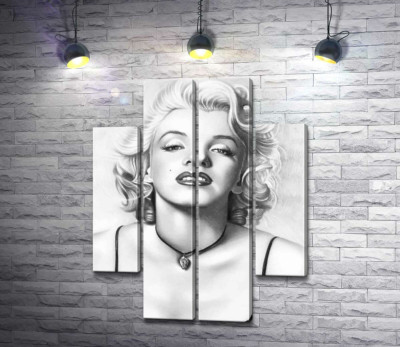 Модульная картина "Выдающаяся актриса Мэрилин Монро (Marilyn Monroe) с хрупким кулоном на шее"