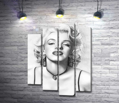 Модульная картина "Выдающаяся актриса Мэрилин Монро (Marilyn Monroe) с хрупким кулоном на шее"