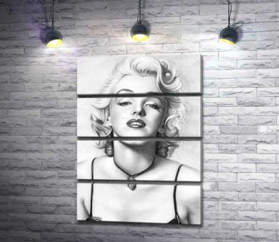 Модульная картина "Выдающаяся актриса Мэрилин Монро (Marilyn Monroe) с хрупким кулоном на шее"