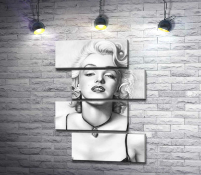 Модульна картина "Видатна актриса Мерілін Монро (Marilyn Monroe) з тендітним кулоном на шиї"