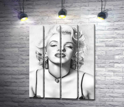 Модульна картина "Видатна актриса Мерілін Монро (Marilyn Monroe) з тендітним кулоном на шиї"