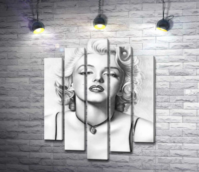 Модульная картина "Выдающаяся актриса Мэрилин Монро (Marilyn Monroe) с хрупким кулоном на шее"