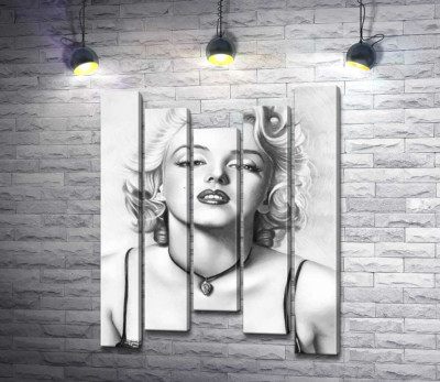 Модульна картина "Видатна актриса Мерілін Монро (Marilyn Monroe) з тендітним кулоном на шиї"