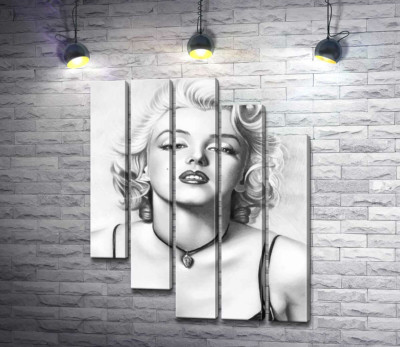 Модульна картина "Видатна актриса Мерілін Монро (Marilyn Monroe) з тендітним кулоном на шиї"