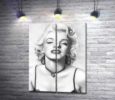 Модульна картина "Видатна актриса Мерілін Монро (Marilyn Monroe) з тендітним кулоном на шиї"