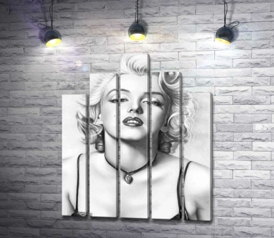 Модульна картина "Видатна актриса Мерілін Монро (Marilyn Monroe) з тендітним кулоном на шиї"