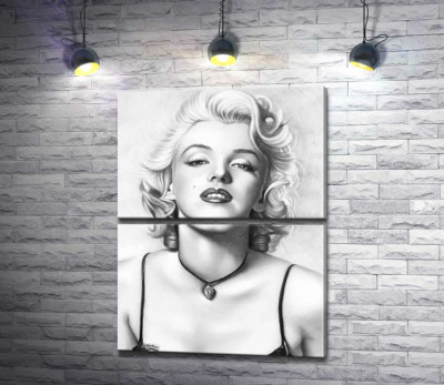 Модульна картина "Видатна актриса Мерілін Монро (Marilyn Monroe) з тендітним кулоном на шиї"