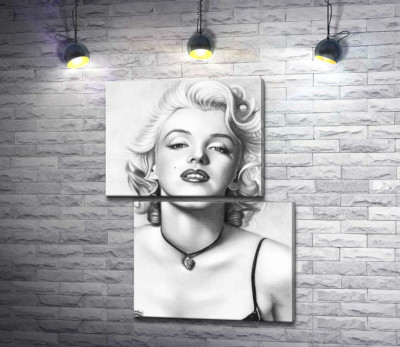 Модульная картина "Выдающаяся актриса Мэрилин Монро (Marilyn Monroe) с хрупким кулоном на шее"
