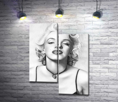 Модульна картина "Видатна актриса Мерілін Монро (Marilyn Monroe) з тендітним кулоном на шиї"