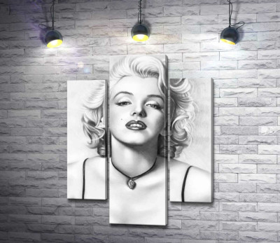 Модульна картина "Видатна актриса Мерілін Монро (Marilyn Monroe) з тендітним кулоном на шиї"