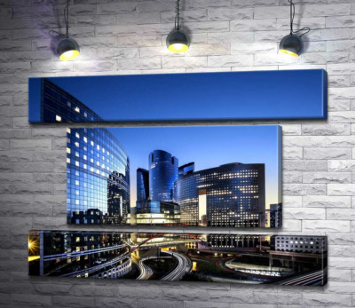 Модульна картина ""Паризький Манхеттен" (La Défense) у вечірніх сутінках"