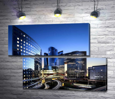 Модульна картина ""Паризький Манхеттен" (La Défense) у вечірніх сутінках"