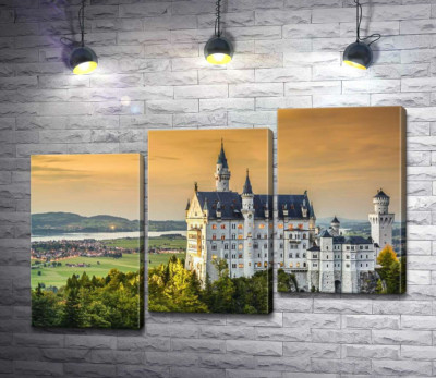 Модульна картина "Казковий краєвид на "Замок лебедя" (Neuschwanstein)"