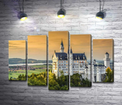 Модульна картина "Казковий краєвид на "Замок лебедя" (Neuschwanstein)"