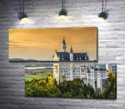 Модульная картина "Сказочный вид на "Замок лебедя" (Neuschwanstein)"