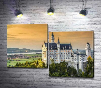 Модульна картина "Казковий краєвид на "Замок лебедя" (Neuschwanstein)"