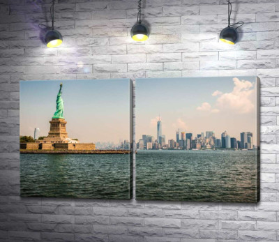 Статуя Свободы (Statue of Liberty) возвышается над водами залива