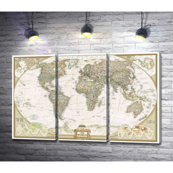 Карта світу від National Geographic в пастельних відтінках