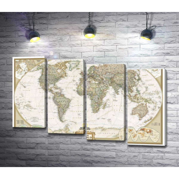 Карта світу від National Geographic в пастельних відтінках