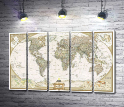 Карта мира от National Geographic в пастельных оттенках