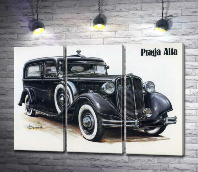 Модульна картина "Ретро-автомобіль Praga Alfa кольору чорного оніксу"
