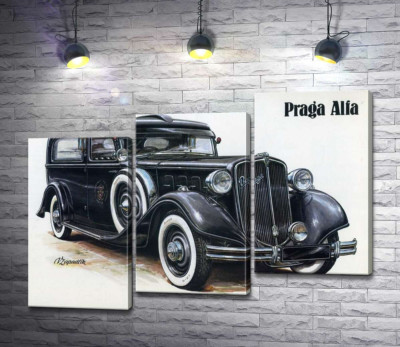 Ретро-автомобиль Praga Alfa цвета черного оникса