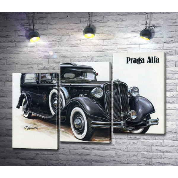 Ретро-автомобіль Praga Alfa кольору чорного оніксу