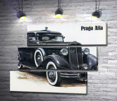 Модульна картина "Ретро-автомобіль Praga Alfa кольору чорного оніксу"